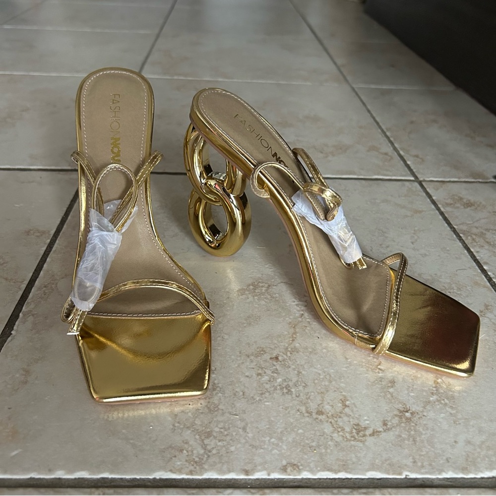 Fashion Nova Metallic Gold Heels
